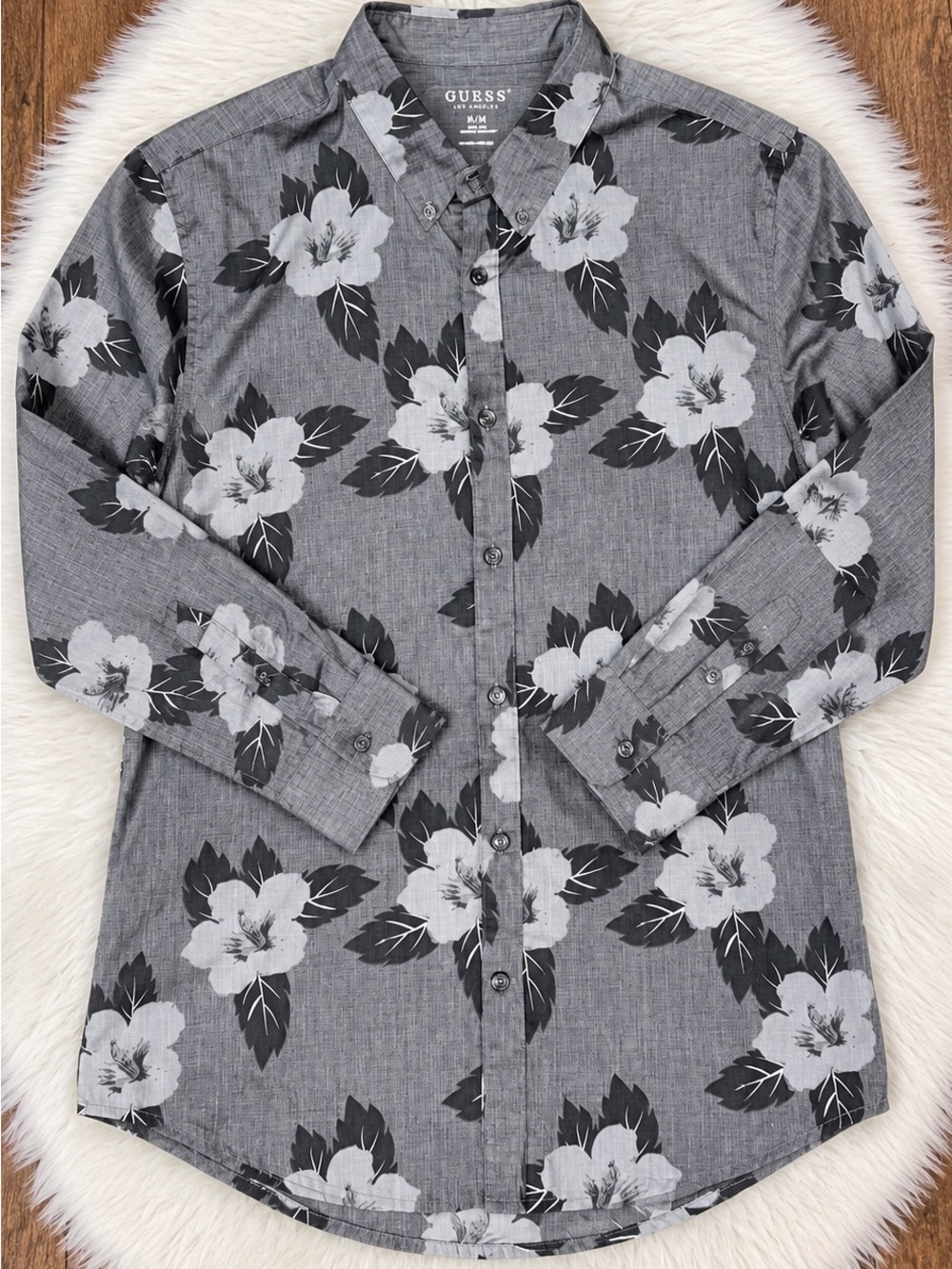 GUESS Los Angeles Floral Shirt Grey Medium